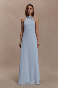 ER Abeda Cotton Maxi Dress With Hardware - Pale Blue