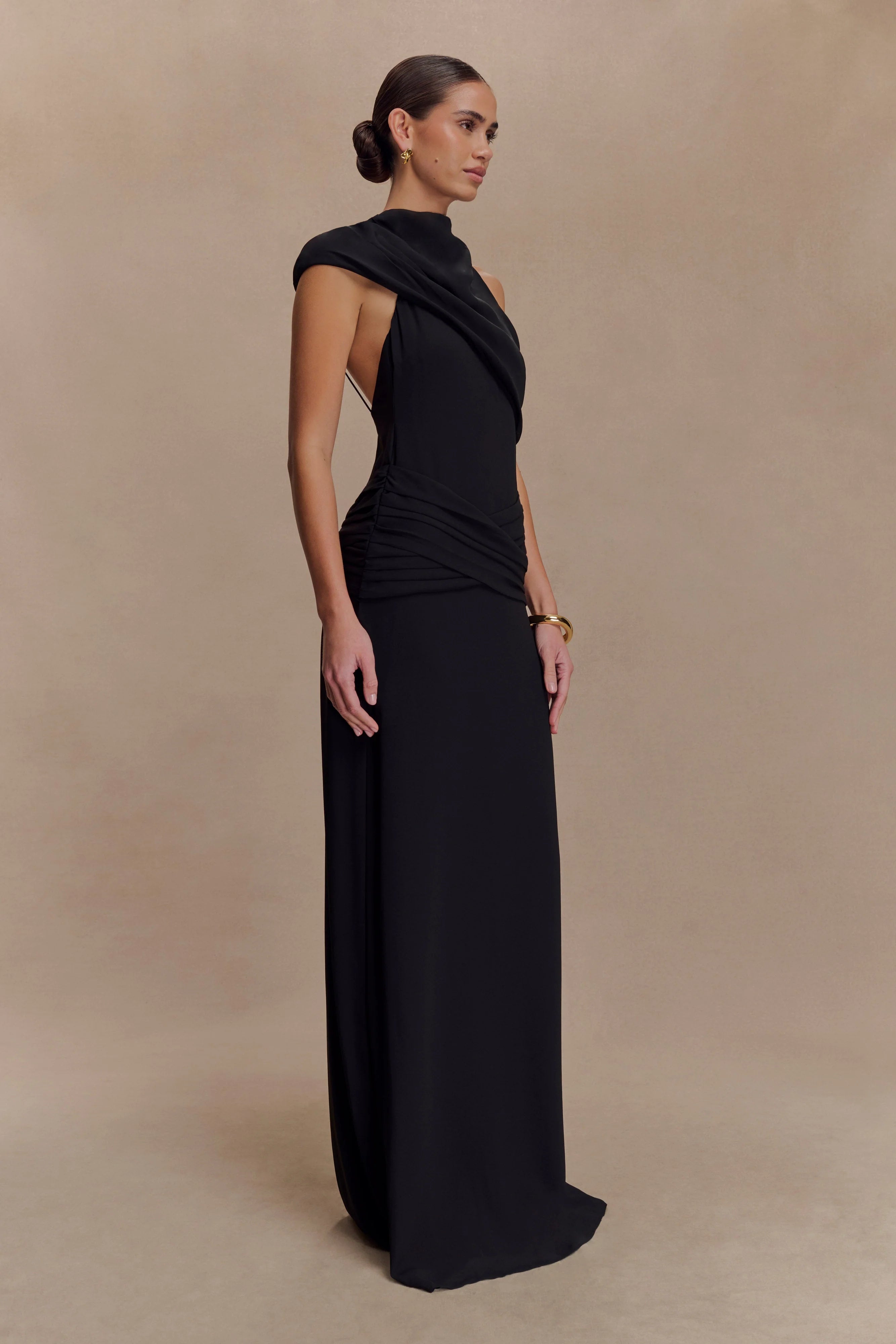 ER Analia Chiffon Maxi Dress - Black