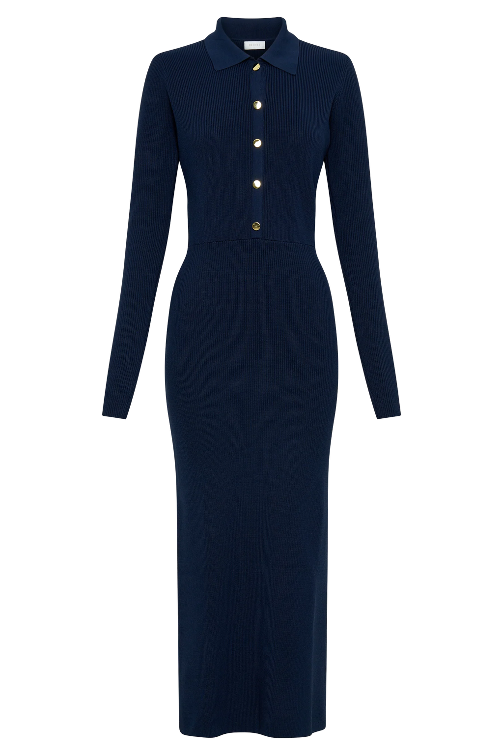 ER Abbey Buttoned Knit Midi Dress - Navy