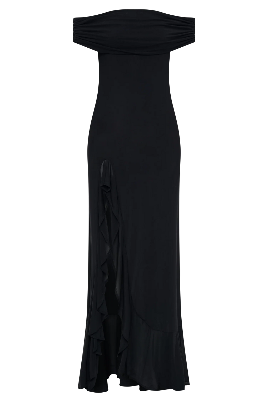ER Audrey Off Shoulder Mesh Maxi Dress - Black