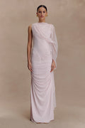 ER Amandine Ruched Slinky Maxi Dress - Pale Pink