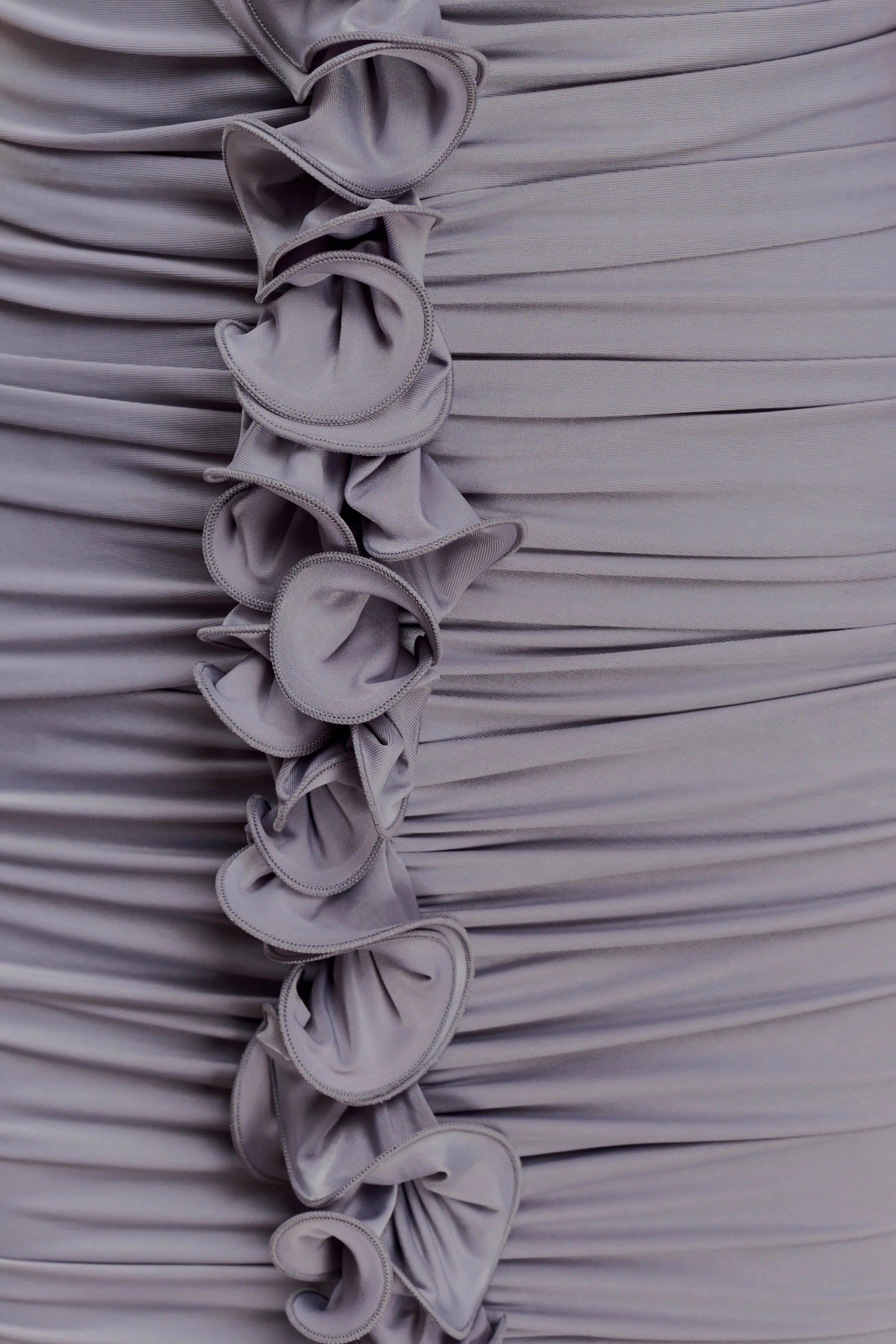 ER Alessandra Slinky Ruffle Maxi Dress - Grey