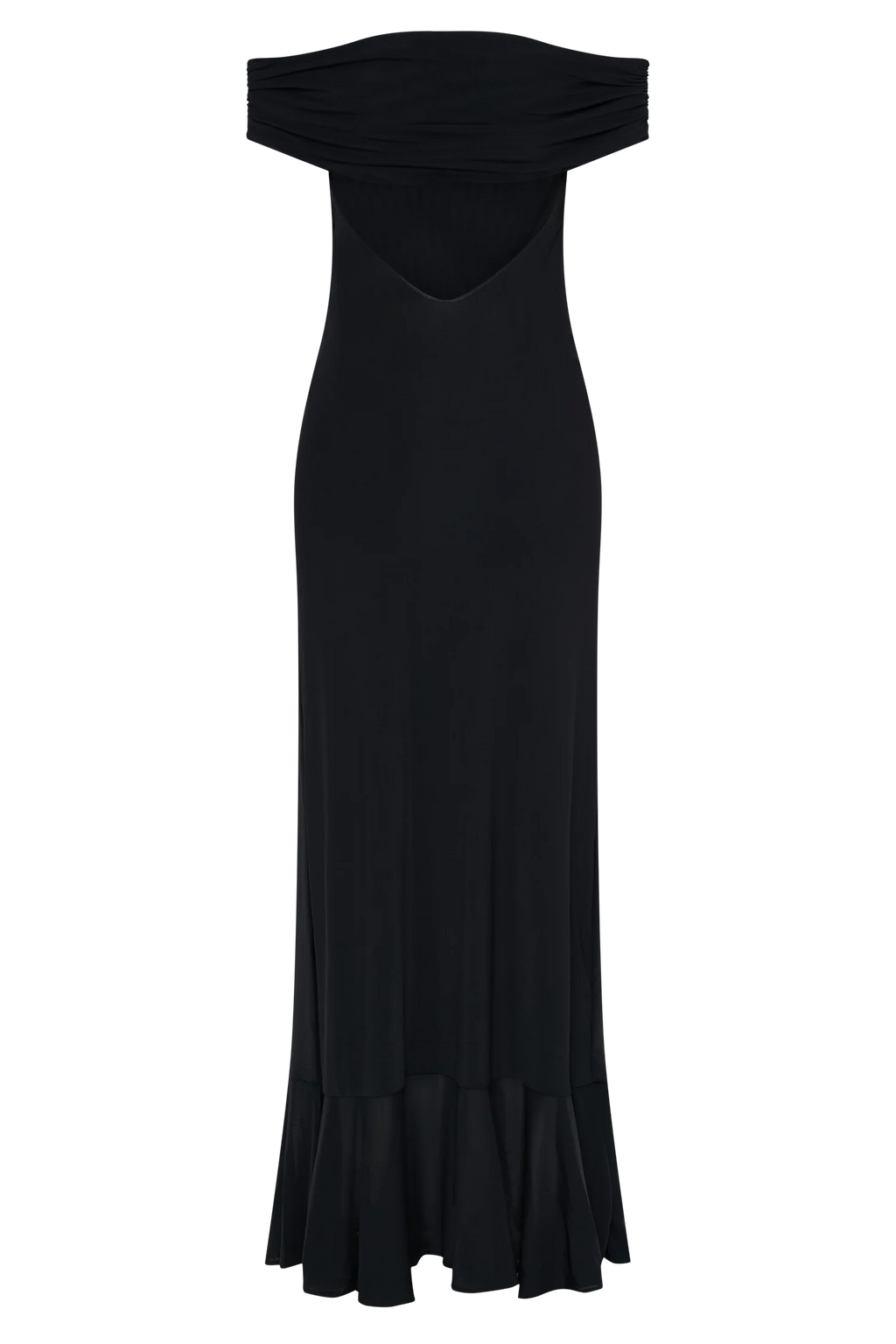 ER Audrey Off Shoulder Mesh Maxi Dress - Black