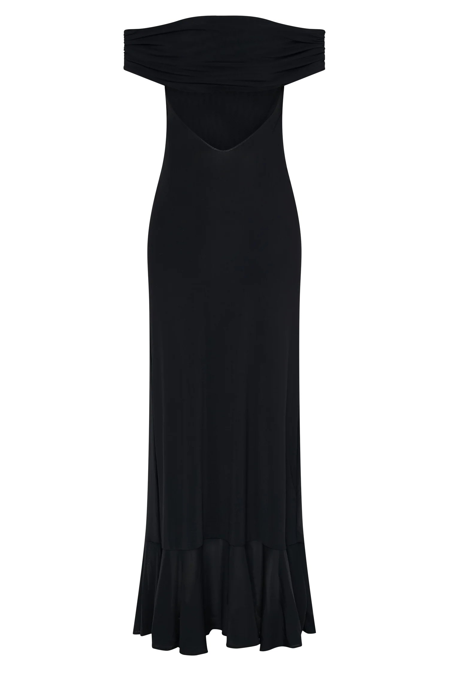 ER Audrey Off Shoulder Mesh Maxi Dress - Black