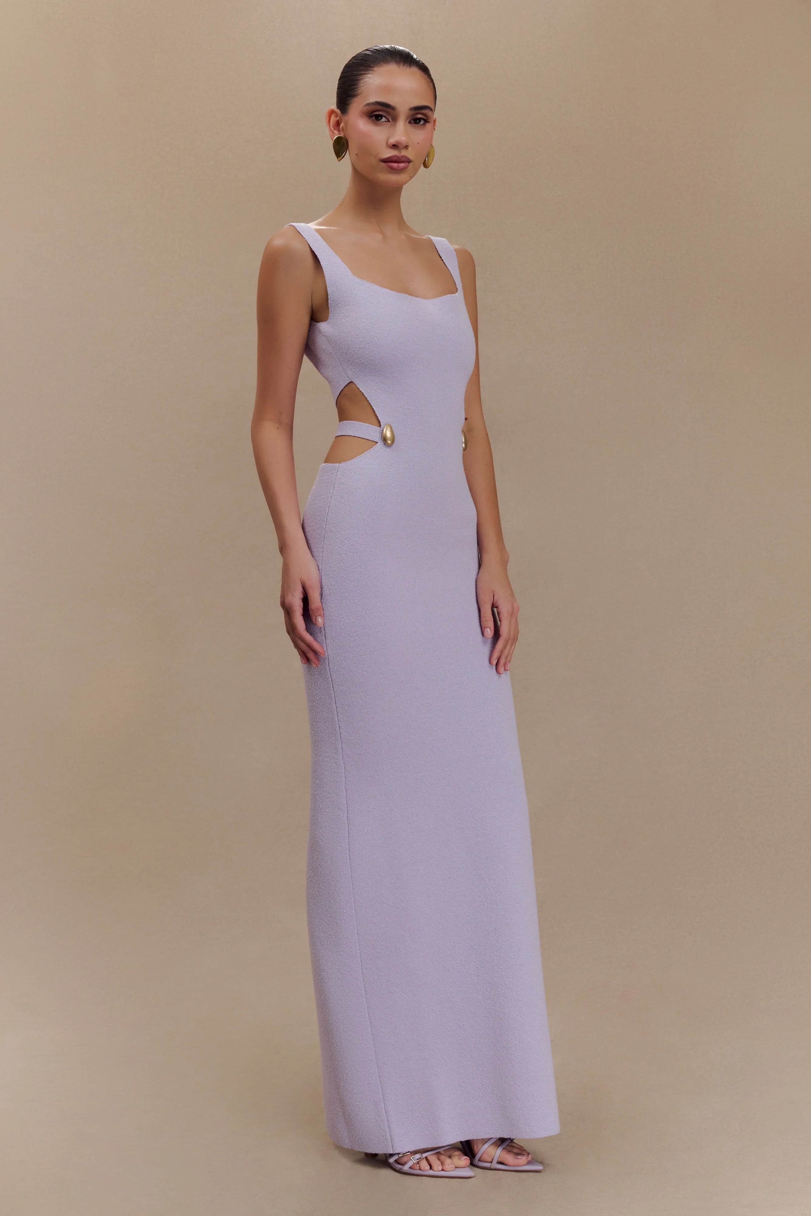 ER Alysanne Cut Out Knit Maxi Dress - Lilac