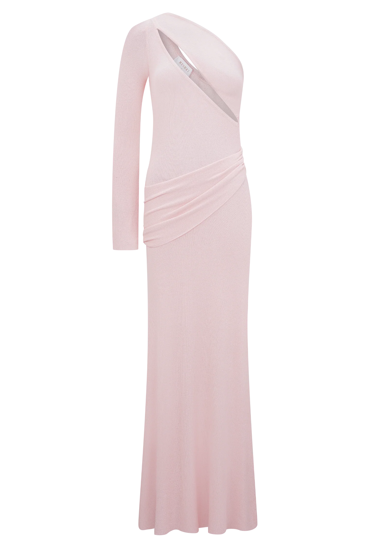 ER Alexius One Shoulder Knit Maxi Dress - Dusty Pink