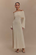 ER Alonza Long Sleeve Knit Midi Dress - Cream