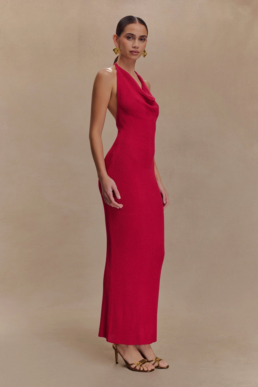 ER Ayella Cowl Knit Maxi Dress - Raspberry